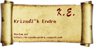 Krizsák Endre névjegykártya